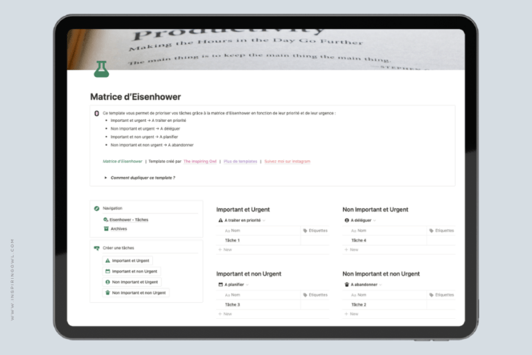 matrice eisenhower - template notion