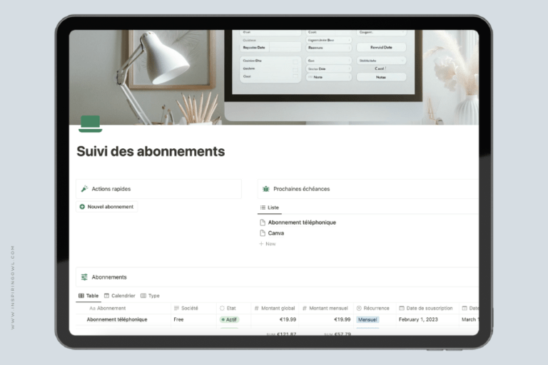notion suivi abonnements