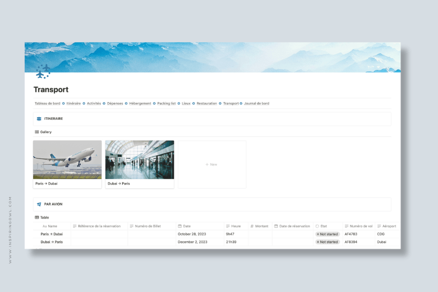 transport travel template